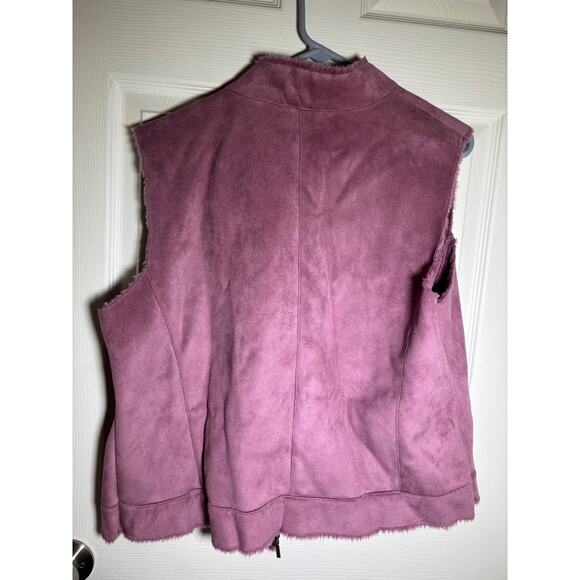 Pendleton Vest Women's Pink Zip Front Two Pockets Faux Leather Suede size XL - Picture 3 of 6